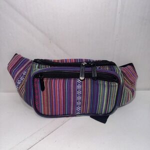 SoJourner‎ Fanny Pack Woven Cotton Tribal Poly Style Boho Hippie Travel Bag